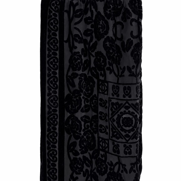 Black Velvet Floral Sheer Scarf Soft Romantic Goth Shawl 71x21 - Picture 3 of 4